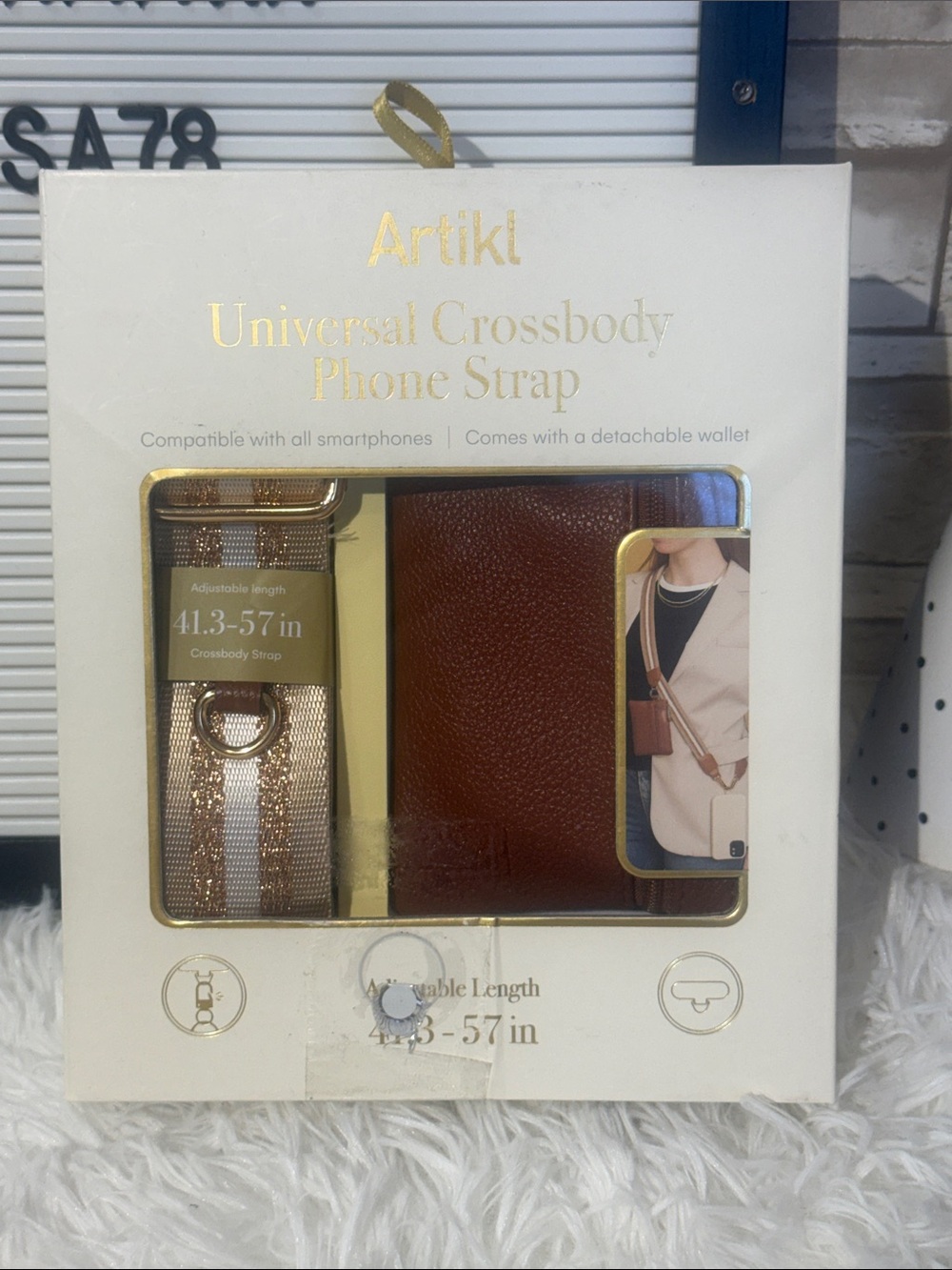 ARTIKL Universal Crossbody Phone Strap with Detachable Wallet - Brown